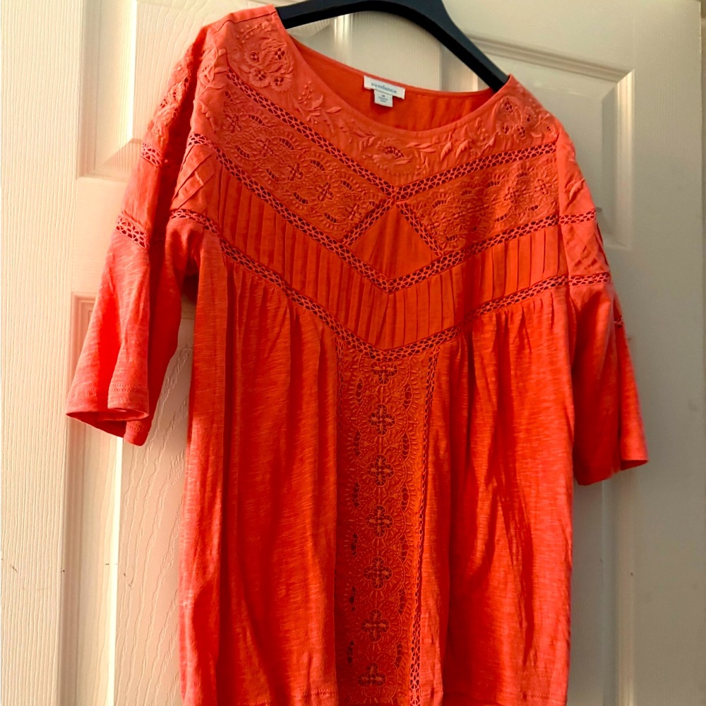 Sundance Orange Embellished Long Sleeve Top